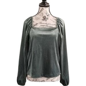 Muted Sage Velvet Blouse – US L
